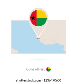 Rectangular map of Guinea-Bissau
