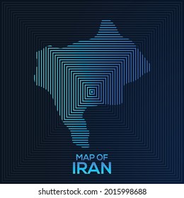 Rectangular Map of Iran. Iran vector map illustration with an abstract style. Blue colour elegant laook map of Iran.