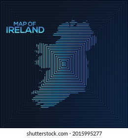 Rectangular Map of Ireland. Ireland vector map illustration with an abstract style. Blue colour elegant look map of Ireland.