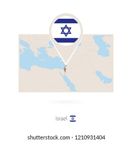 Rectangular map of Israel with pin icon of Israel