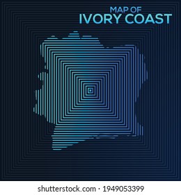 Rectangular map of Ivory Coast. Ivory Coast vector map. Business map for use anywhere, fully editable eps vector file