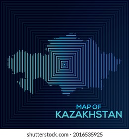 Rectangular Map of Kazakhstan. Kazakhstan vector map illustration with an abstract style. Blue colour elegant look map of Kazakhstan.