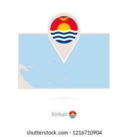 Rectangular map of Kiribati with pin icon of Kiribati
