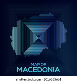 Rectangular Map of Macedonia. Macedonia vector map illustration with an abstract style. The blue colour elegant look of map Macedonia
