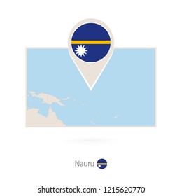 Rectangular map of Nauru with pin icon of Nauru