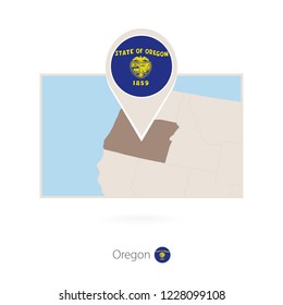 Rectangular map of US state Oregon with pin icon of Oregon