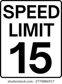 Rectangular Maximum Speed Limit 15 mph Traffic Sign Vector