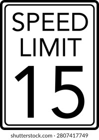 Rectangular Maximum Speed Limit 15 mph Traffic Sign Vector