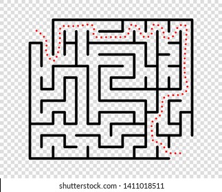 Rectangular Maze Labyrinth is a logic game. Business concept, achievement. Vector element isolated on a transparent background.