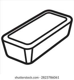 Rectangular Metal Baking Bread Loaf Pan Kitchenware Cake Mold Vector Line Art For Coloring Book