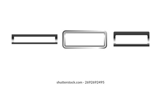 Manijas de metal rectangulares Ilustración vectorial.	
