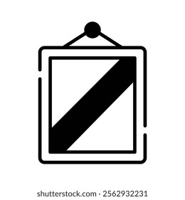 A rectangular mirror icon with a hanging hook, representing reflection