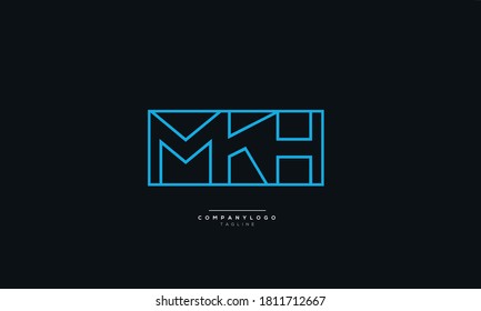 Letra rectangular MKH logotipo empresarial Diseño Alfabetizador icono Vector Monograma 