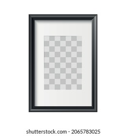 Rectangular mockup frame composition with grey canvas and hole for photograph vector illustration