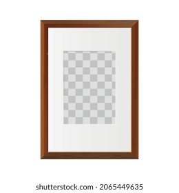 Rectangular mockup frame composition with thin wooden canvas and vertical photo area vector illustration