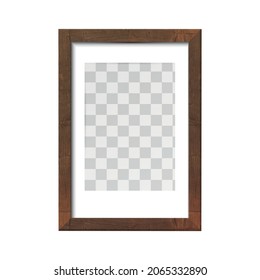 Rectangular mockup frame composition with wooden border and transparent space vector illustration