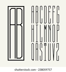 Rectangular Monogram Art Nouveau and a set of templates of letters, nice stylish font.