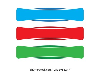 Rectangular Multi Color Ribbon Design Sign Button Vector Design