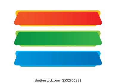 Rectangular Multi Color Ribbon Design Sign Button Vector Design