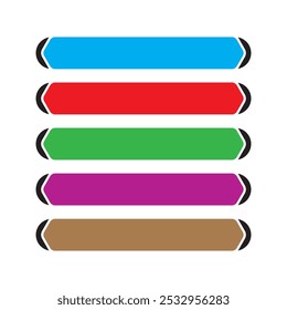 Design de vetor de botão de sinal de design de fita de várias cores retangular