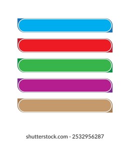 Rectangular Multi Color Ribbon Design Sign Button Vector Design