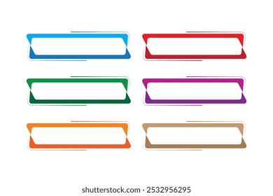 Rectangular Multi Color Ribbon Design Sign Button Vector Design