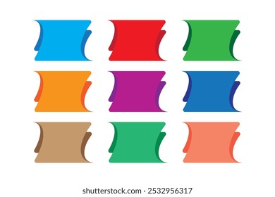 Rectangular Multi Color Ribbon Design Sign Button Vector Design