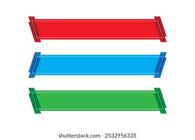 Rectangular Multi Color Ribbon Design Sign Button Vector Design