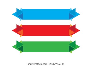 Rectangular Multi Color Ribbon Design Sign Button Vector Design
