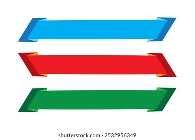 Rectangular Multi Color Ribbon Design Sign Button Vector Design