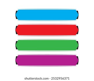 Rectangular Multi Color Ribbon Design Sign Button Vector Design