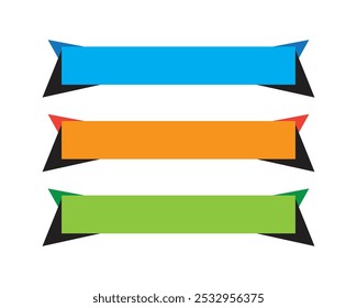 Design de vetor de botão de sinal de design de fita de várias cores retangular