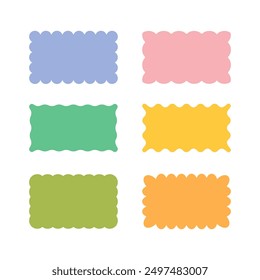 Rectangular multicolor text boxes with wavy edges set