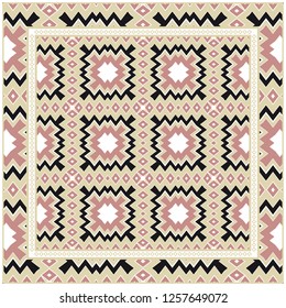 Rectangular Multicolored Geometric Ornament. Vector Illustration For Fashion Design And Background.