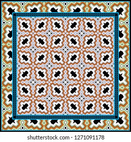 Rectangular Multicolored Geometric Ornament. Vector Illustration For Fashion Design And Background.