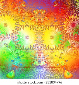 Rectangular multicolored ornament for design and background