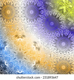 Rectangular multicolored ornament for design and background