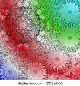 Rectangular multicolored ornament for design and background