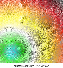 Rectangular multicolored ornament for design and background