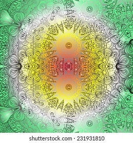 Rectangular multicolored ornament for design and background