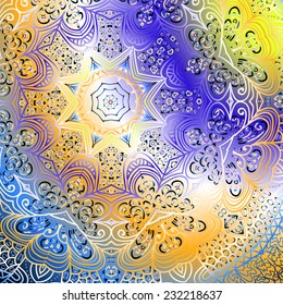 Rectangular multicolored ornament for design and background