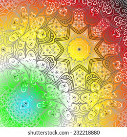 Rectangular multicolored ornament for design and background