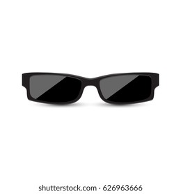 Rectangular narrow black glasses on a white background. Vector illustration.