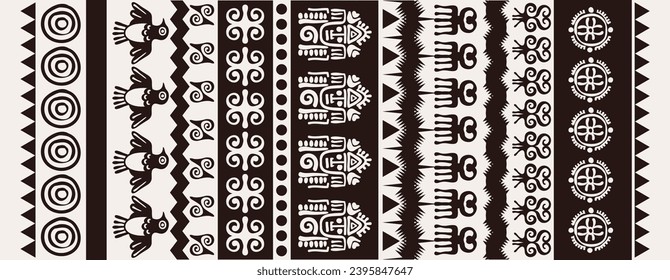 Rectangular Navajo ornament design. American Indian ornament, boho style. Vector. Design for towel, scarf, mat, yoga mat, scarf, banner