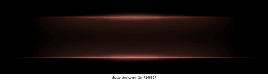 Rectangular neon frame with horizontal light edges and soft glow. Symmetrical bright border forming digital interface effect on dark background.