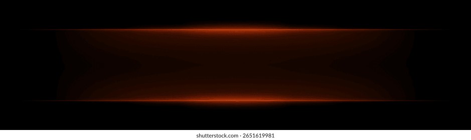 Rectangular neon frame with horizontal light edges and soft glow. Symmetrical bright border forming digital interface effect on dark background.