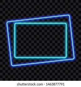 Rectangular neon sign, geometric frame, vector illustration.