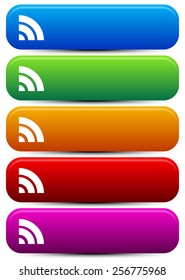 Rectangular, Oblong Buttons with Wireless Signal Shape, Symbol and Blank Space