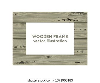 Rectangular old frame. Vector illustration. Wooden texture