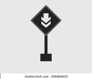 Rectangular One way street sign icon on gray Background.